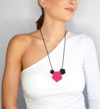 Fuchsia Long 3 Element Necklace - Vertigo by Varily Jewelry