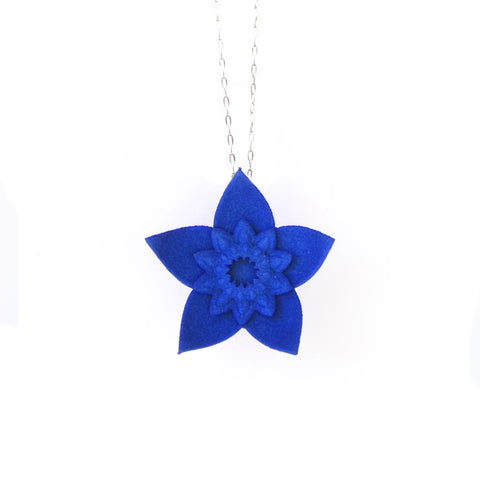 Front of Dahlia Single Flower Pendant on Silver Chain