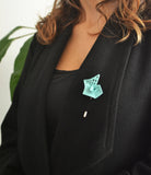 Aqua Pinwheel Geometric Brooch - Vertigo Collection by Varily Jewelry