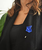 Blue Pinwheel Geometric Brooch - Vertigo Collection by Varily Jewelry