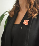 Coral Pinwheel Geometric Brooch - Vertigo Collection by Varily Jewelry