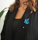 Dark Teal Pinwheel Geometric Brooch - Vertigo Collection by Varily Jewelry