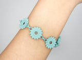 Aqua Flower Chain Bracelet - Dahlia Collection