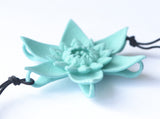 Aqua Dahlia Flower Bracelet Side