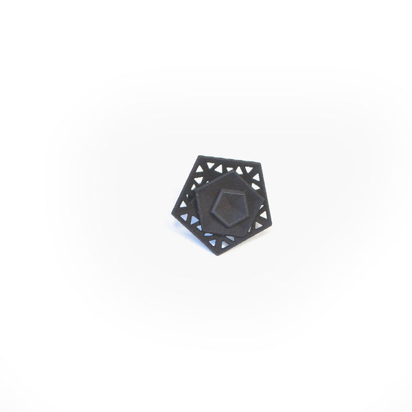 Black Cocktail Ring Perforated - Vertigo