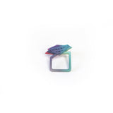 Citrus Fuchsia Teal Cocktail Ring Perforated - Vertigo Side View
