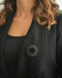 Black Dahlia Flower Brooch Pin