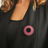 Plum Dahlia Flower Brooch Pin