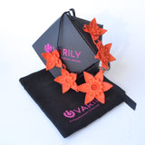 Tangerine 5 Flower Necklace with Box