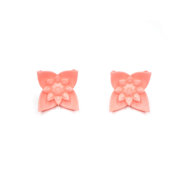 Orecchini A Clip Fiore Dalia 12 Mm – Acciaio Inossidabile Multicolore – Con Perno E Ciondolo – Confezione Regalo