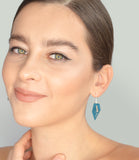 Dark Teal Geometric Drop Interchangeable Earrings (2 Colors, 1 set of Silver Hooks) - Vertigo