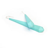Aqua Long Pentagon Earrings XL - Vertigo Side View