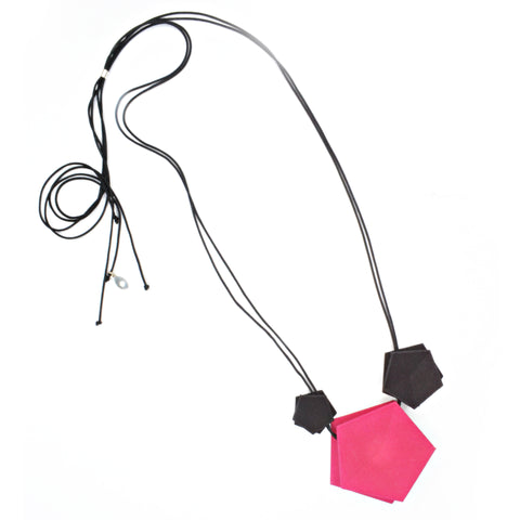 Fuchsia and Black 3 Element Necklace