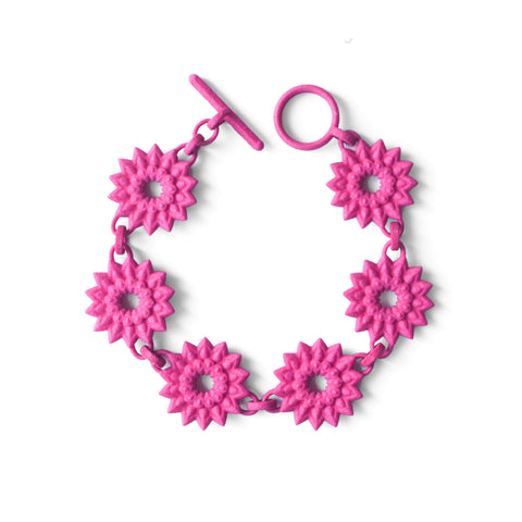 Fuchsia Flower Chain Bracelet - Dahlia by Varily Jewelry