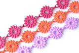 Flower Chain Bracelet - Dahlia in Fuchsia, Tangerine & Lilac