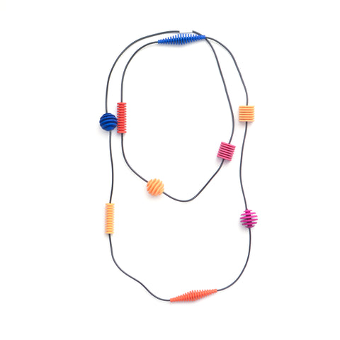 Bright Color Long Beaded Necklace - Optical