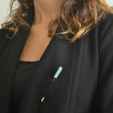 Aqua Silver Pin Brooch - Optical - by Varily Jewelry