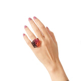 Plum Fuchsia Tangerine Cocktail Ring Perforated - Vertigo by Varily Jewelry