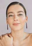 Plum Long Pentagon Earrings - Vertigo with Silver Hooks