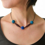 Geometric beaded necklace on a vegan rubber cord - Varily Jewelry - Colourful Contemporary Jewelry