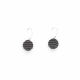 Black Sphere drop geometric earrings - Optical Collection