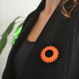 Tangerine Dahlia Flower Brooch Pin