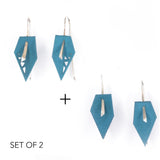 Dark Teal & Dark Teal Geometric Drop Interchangeable Earrings (2 Colors, 1 set of Silver Hooks) - Vertigo