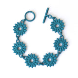 Dark Teal Flower Chain Bracelet - Dahlia by Varily Jewelry