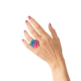 Teal & Fuchsia Cocktail Ring - Vertigo by Varily Jewelry