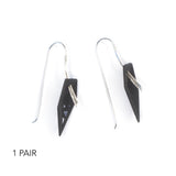 Black side View Geometric Drop Earrings with Silver Hooks 