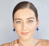 Fuxia Earrings - Rainforest Blue & Black