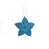Front of Dahlia Single Flower Pendant on Silver Chain