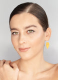 Citrus Non-Perforated Geometric Drop Earrings with Silver Hooks 