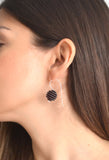 Black Sphere dangle earrings - Optical by Varily Jewelry