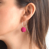 Fuchsia Sphere dangle earrings - Optical by Varily Jewelry
