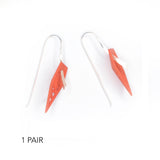 Tangerine Side View Geometric Drop Earrings with Silver Hooks 