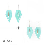 Aqua & Aqua Geometric Drop Interchangeable Earrings (2 Colors, 1 set of Silver Hooks) - Vertigo
