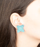 Flower Stud Earrings - Dahlia Aqua by Varily Jewelry