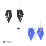 Black & Blue Geometric Drop Interchangeable Earrings (2 Colors, 1 set of Silver Hooks) - Vertigo