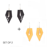 Black & Citrus Geometric Drop Interchangeable Earrings (2 Colors, 1 set of Silver Hooks) - Vertigo