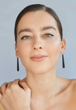 Black Long Pentagon Earrings - Vertigo with Silver Hooks