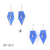 Blue & Blue Geometric Drop Interchangeable Earrings (2 Colors, 1 set of Silver Hooks) - Vertigo