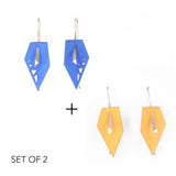 Blue & Citrus Geometric Drop Interchangeable Earrings (2 Colors, 1 set of Silver Hooks) - Vertigo