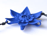 Blue Dahlia Flower Bracelet Side
