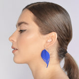 Blue Leaf Earrings with Silver hooks