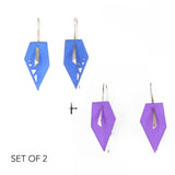 Blue & Lilac Geometric Drop Interchangeable Earrings (2 Colors, 1 set of Silver Hooks) - Vertigo
