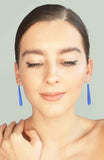Blue Long Pentagon Earrings - Vertigo with Silver Hooks