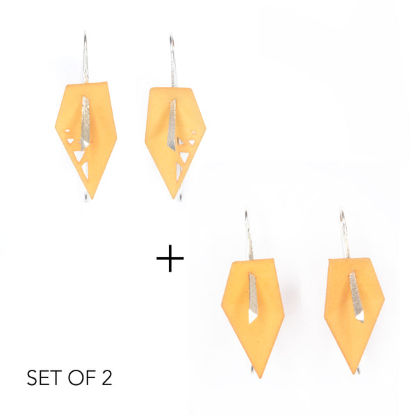 Citrus & Citrus Geometric Drop Interchangeable Earrings (2 Colors, 1 set of Silver Hooks) - Vertigo