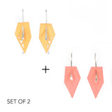 Citrus & Coral Geometric Drop Interchangeable Earrings (2 Colors, 1 set of Silver Hooks) - Vertigo