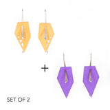 Citrus & Lilac Geometric Drop Interchangeable Earrings (2 Colors, 1 set of Silver Hooks) - Vertigo